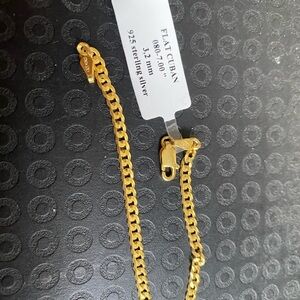 Gold Over 925 Silver Cuban Link Bracelet